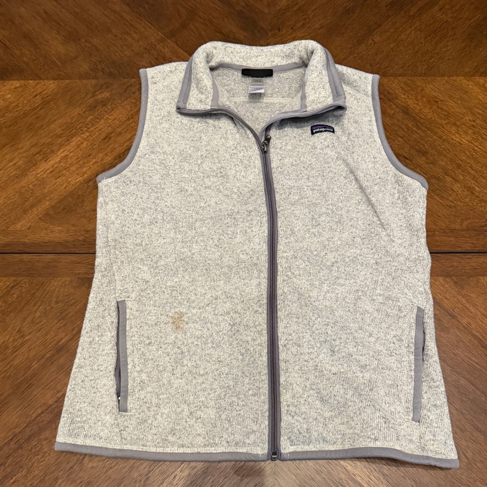 Patagonia Better Sweater Vest Womens Large Gray Full Zip Fleece Lined Heathered